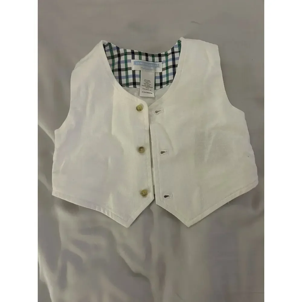 Janie And Jack White Vest size 6-12m